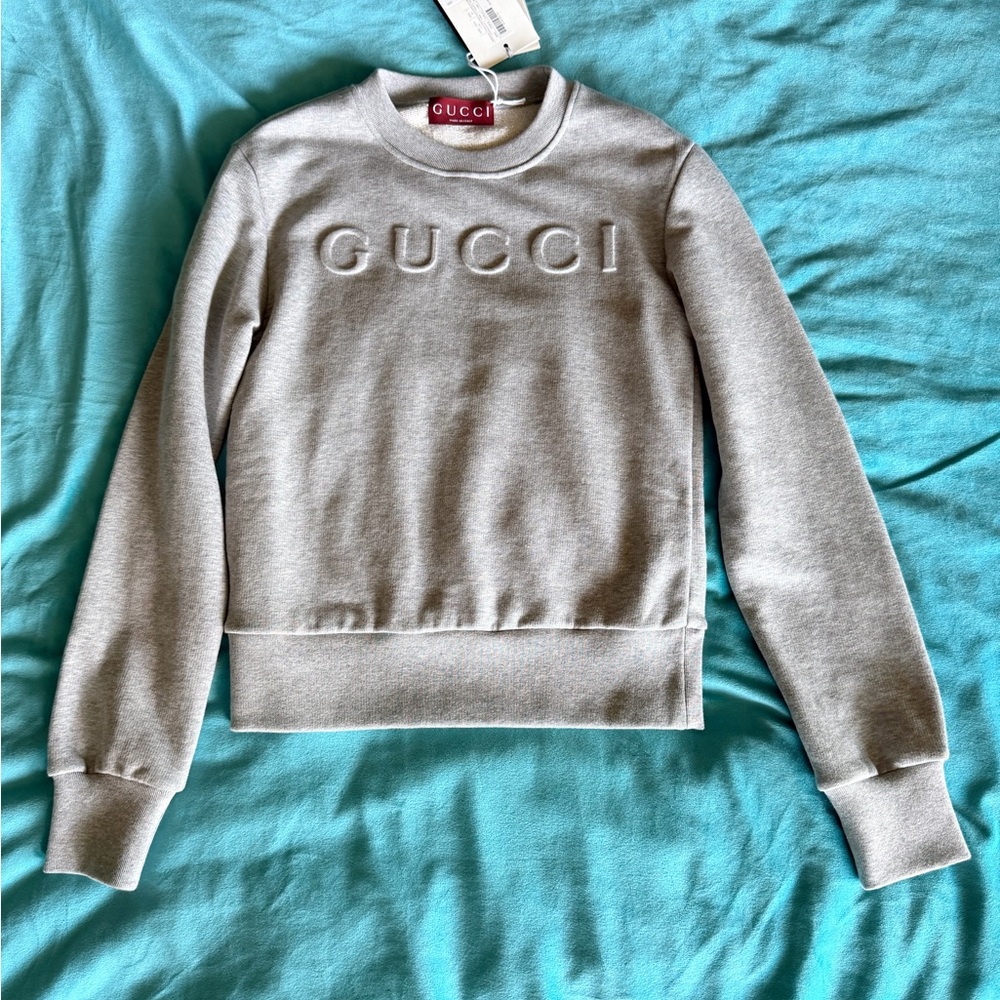 Gucci Light Gray Crewneck Sweatshirt with Interior Tag